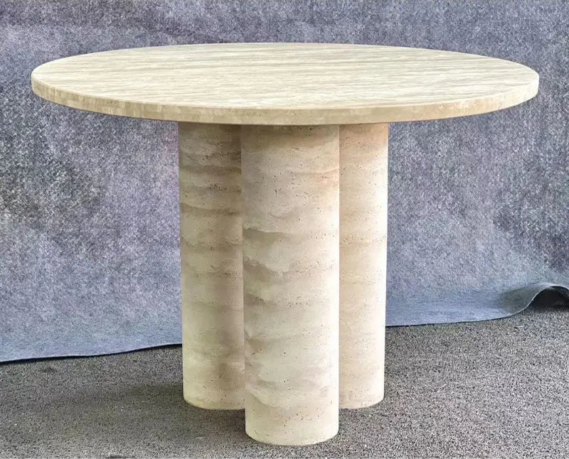 Elegant Natural Travertine Round Coffee Table – Modern Living Room Centerpiece