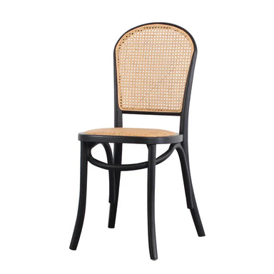 Chic Black Oak Rattan Cane Back Dining Chair for Weddings, Events, Home Decor