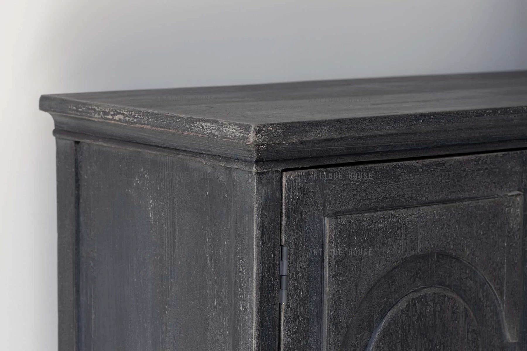 Rustic Recycled Pine Sideboard Cabinet: Antique Storage for Bedroom & Living Room