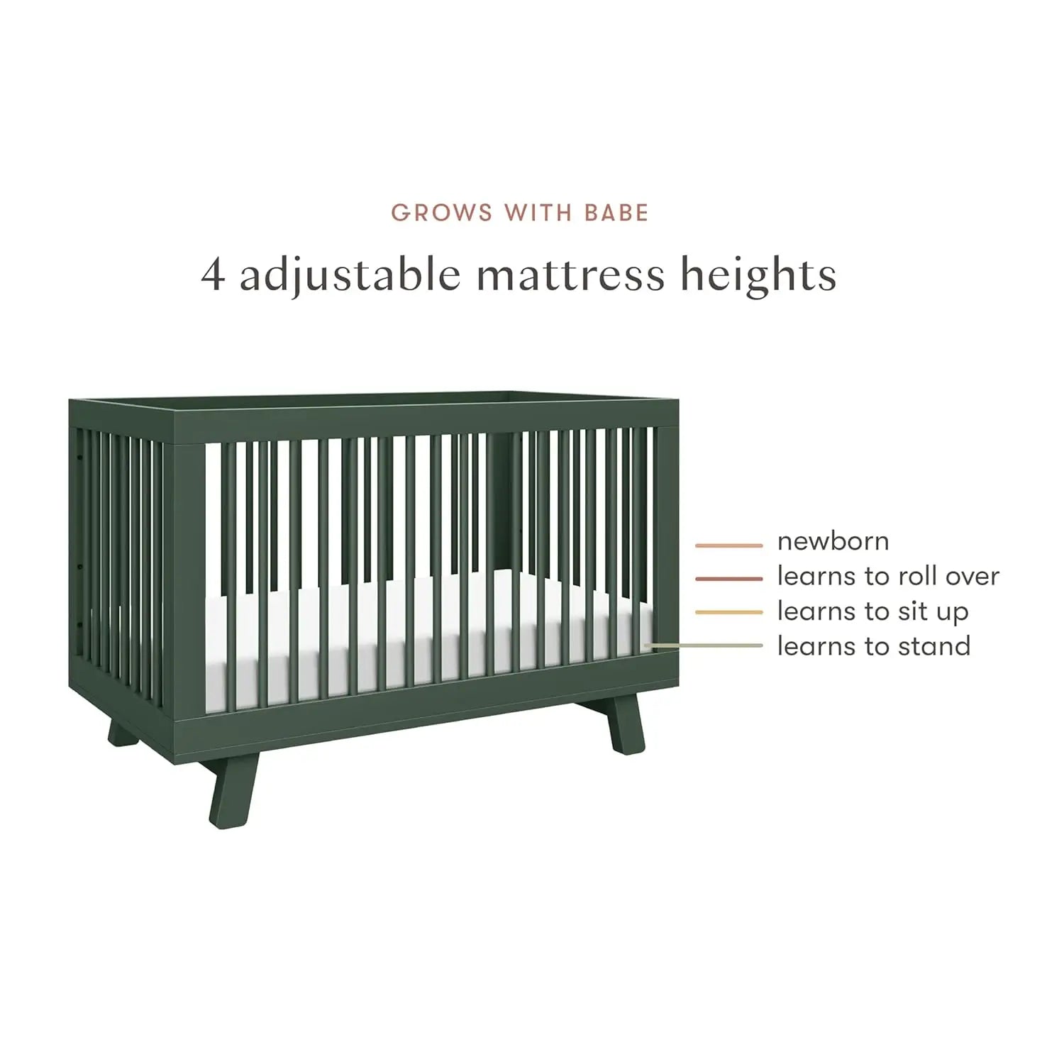 3-in-1 Convertible Baby Crib with 4 Adjustable Mattress Heights for Toddlers
