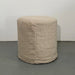 Elegant Natural Linen Upholstered Round Ottoman Accent Foot Stool Pouf