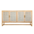 Stylish Oak & Cane Living Room Buffet Cabinet Storage Sideboard