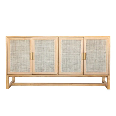 Stylish Oak & Cane Living Room Buffet Cabinet Storage Sideboard