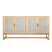 Stylish Oak & Cane Living Room Buffet Cabinet Storage Sideboard