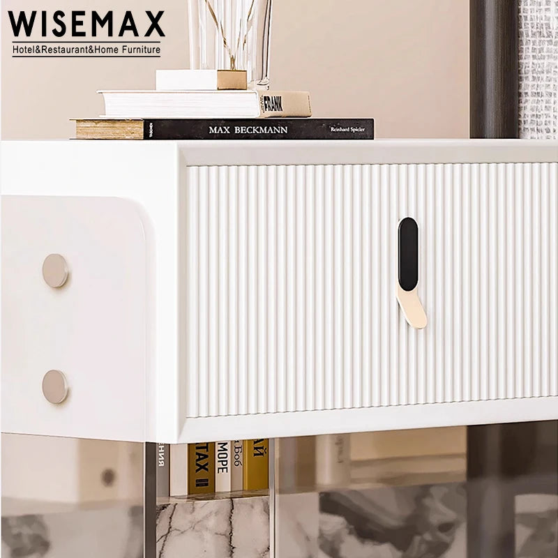 Chic Square Solid Wood Top Acrylic Base Modern Hotel Bedside Table