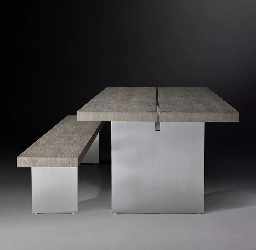 Elegant Solid Wood Dining Table with Modern Metal Legs for Home