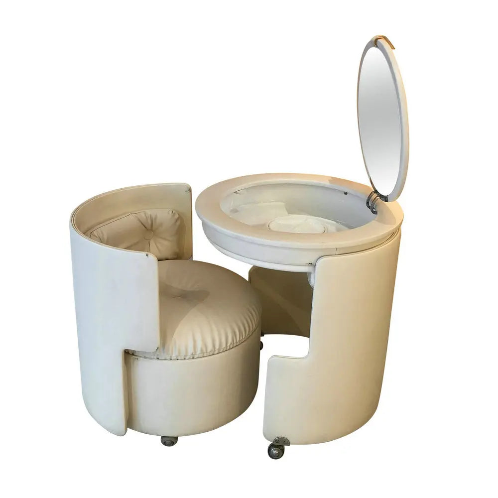 Luxury Foldable Dressing Vanity Mirror with Storage and Stool, Modern Design