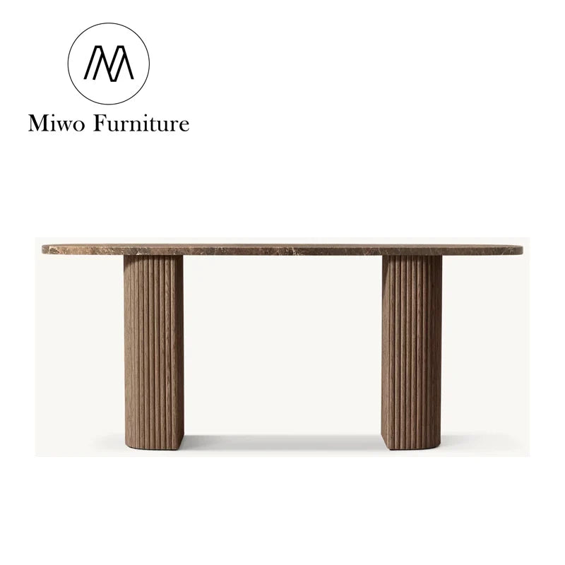 Modern Marble Top Solid Wood Narrow Entryway Console Table