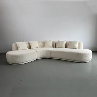 Luxurious White Boucle Upholstered L-Shape Sectional Sofa Chaise for Modern Living
