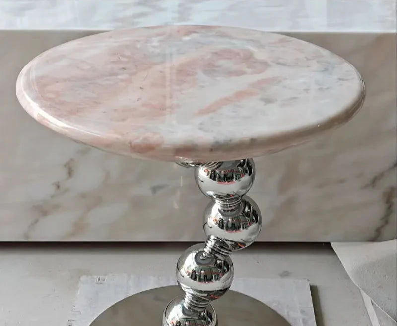 Elegant Pink Natural Marble Coffee Table - Modern Living Room Accent Furniture