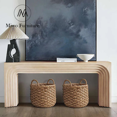 Modern Natural Solid Wood Narrow Entryway Sofa Backrest Console Table