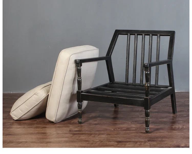 Elegant Black Suede Upholstered Accent Armchair with Solid Oak Wood Frame