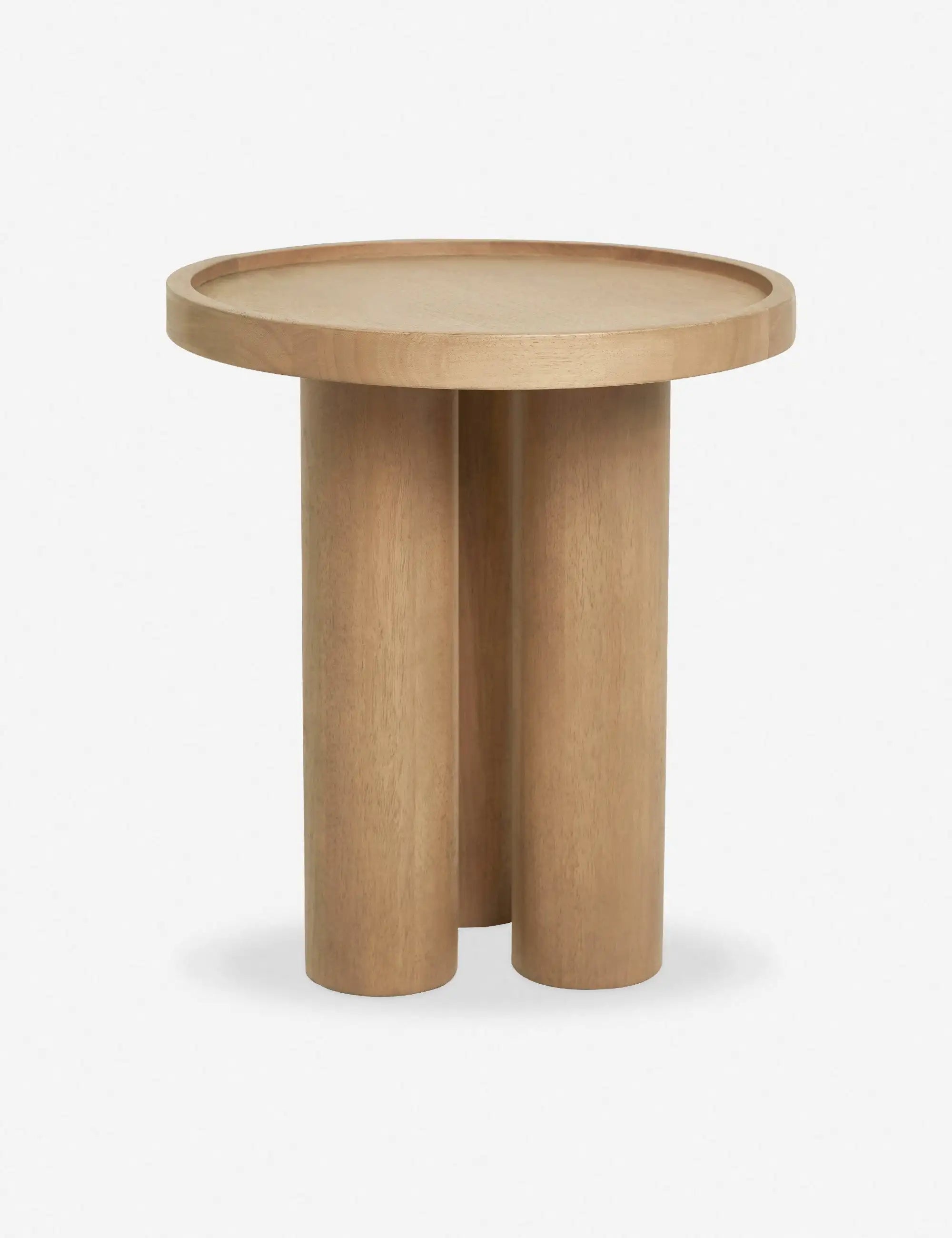 Elegant Round Oak Wood Side Table - Modern Solid Wood End Table for Living Room