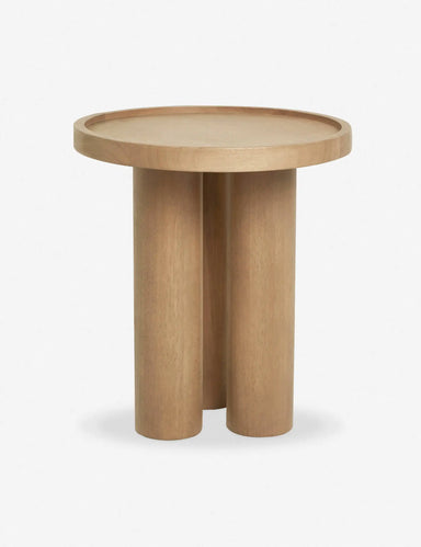 Sturdy Round Solid Oak Wood Side End Table for Living Room