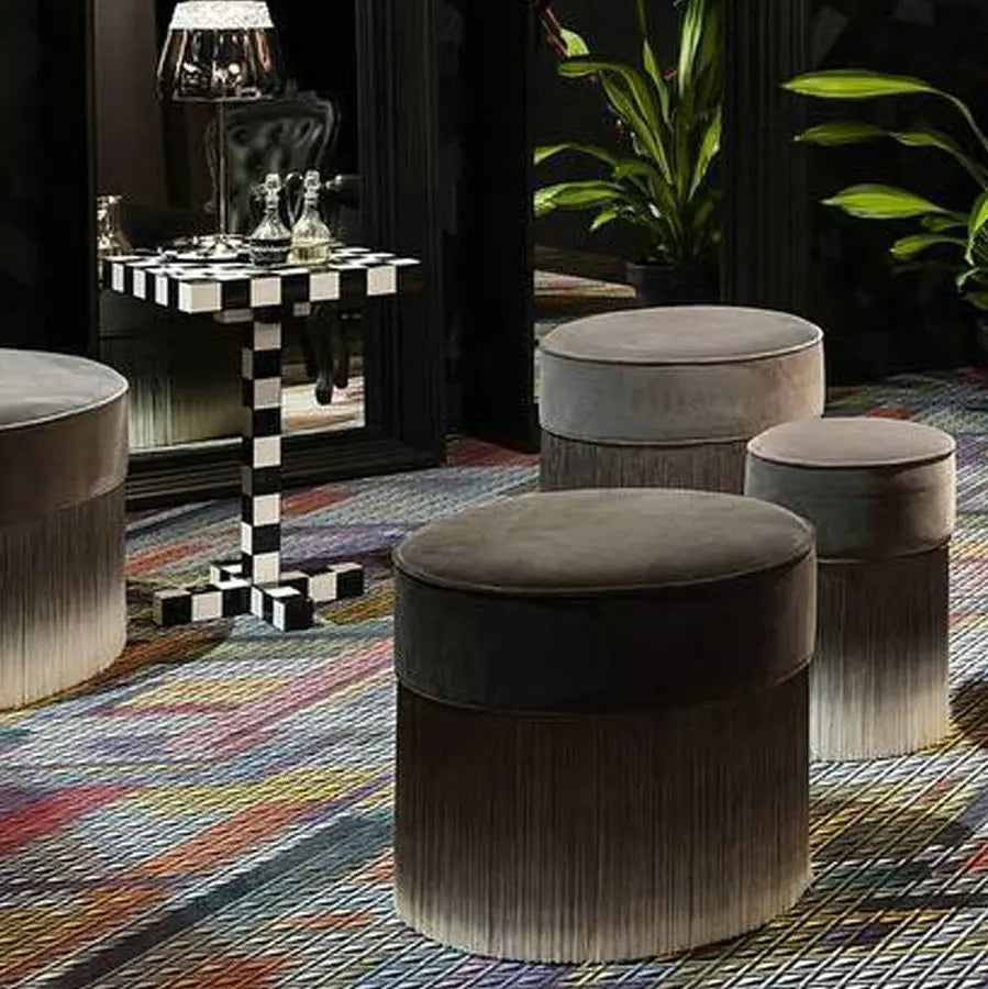 Luxury Velvet Tassel Pouf Ottoman for Living Room Vanity Stool