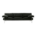 Sleek Modern Stainless Steel Black Leather Extendable Reception Sofa