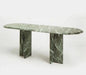 Elegant Natural Red Marble Oval Console Table, Durable Stone Furniture for Entryway
