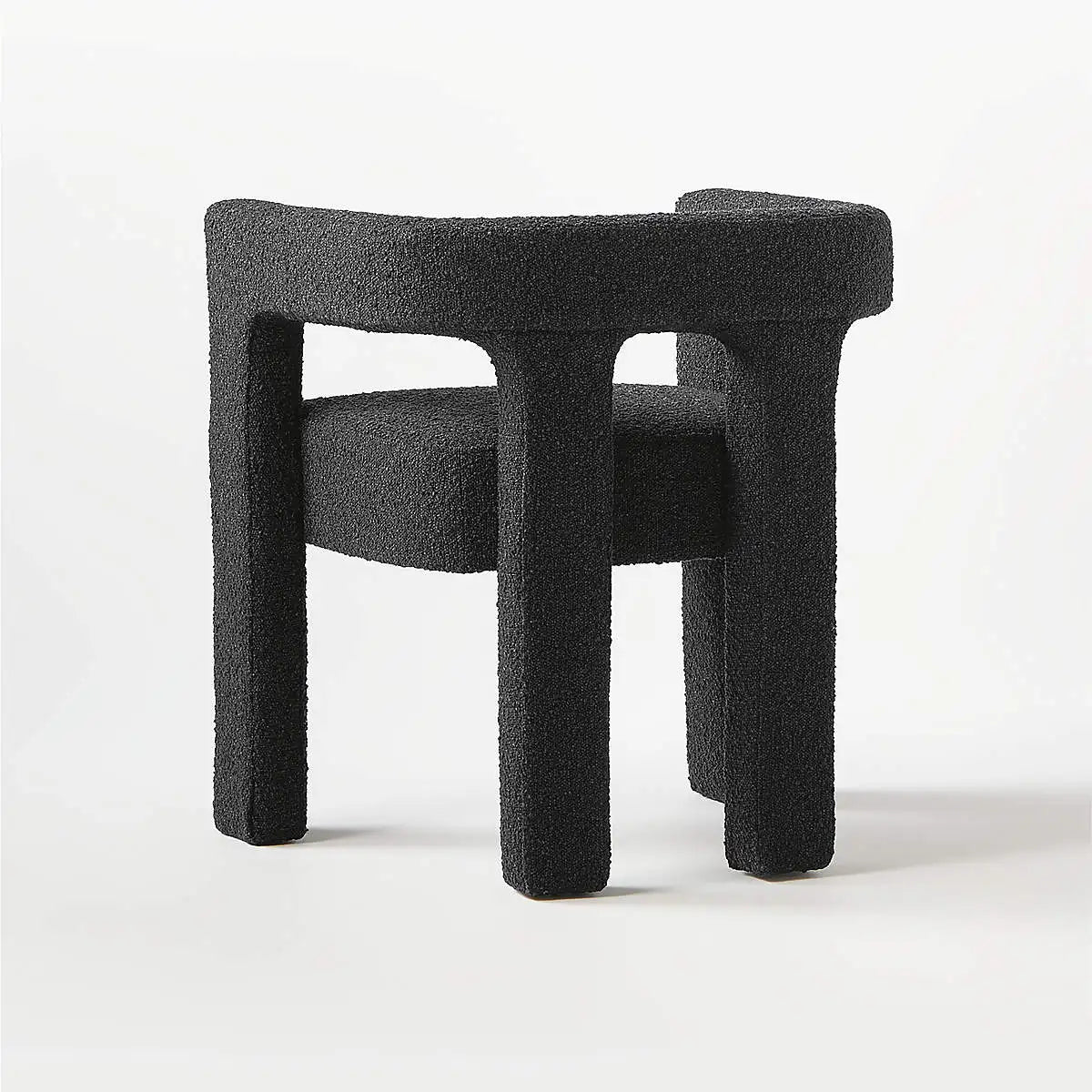 Elegant Italian Boucle Upholstered Dining Armchair - Plush Comfort, Black & White