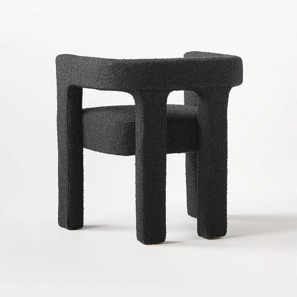 Elegant Italian Boucle Upholstered Dining Armchair - Plush Comfort, Black & White