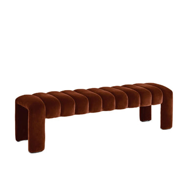 Luxurious Channelled Velvet Upholstered Bed End Bench, Elegant Living Room Ottoman Footstool