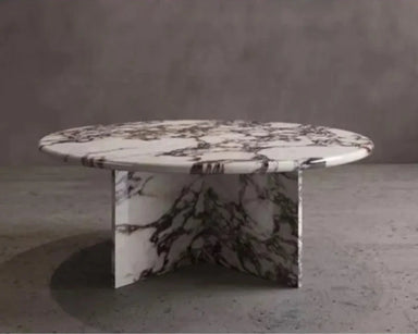 Elegant Round Marble Coffee Table with Calacatta Viola Stone Top