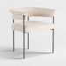 Stylish Modern Boucle Dining Chair, Low Round Back, Durable Metal Frame