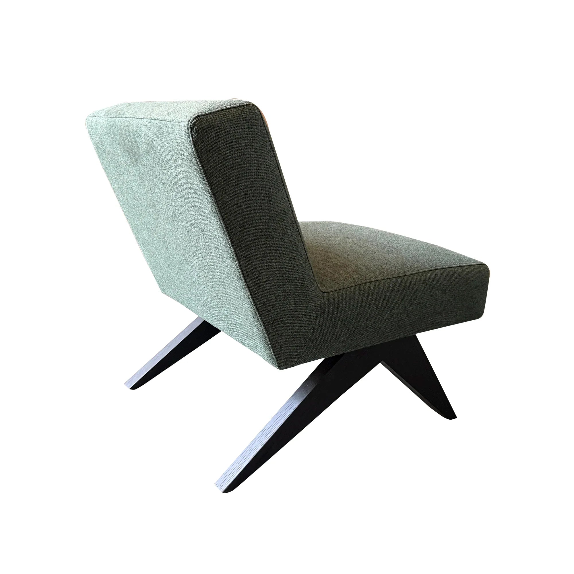 Modern Armless Upholstered Dining Chair Solid Oak Frame Comfortable Fabric