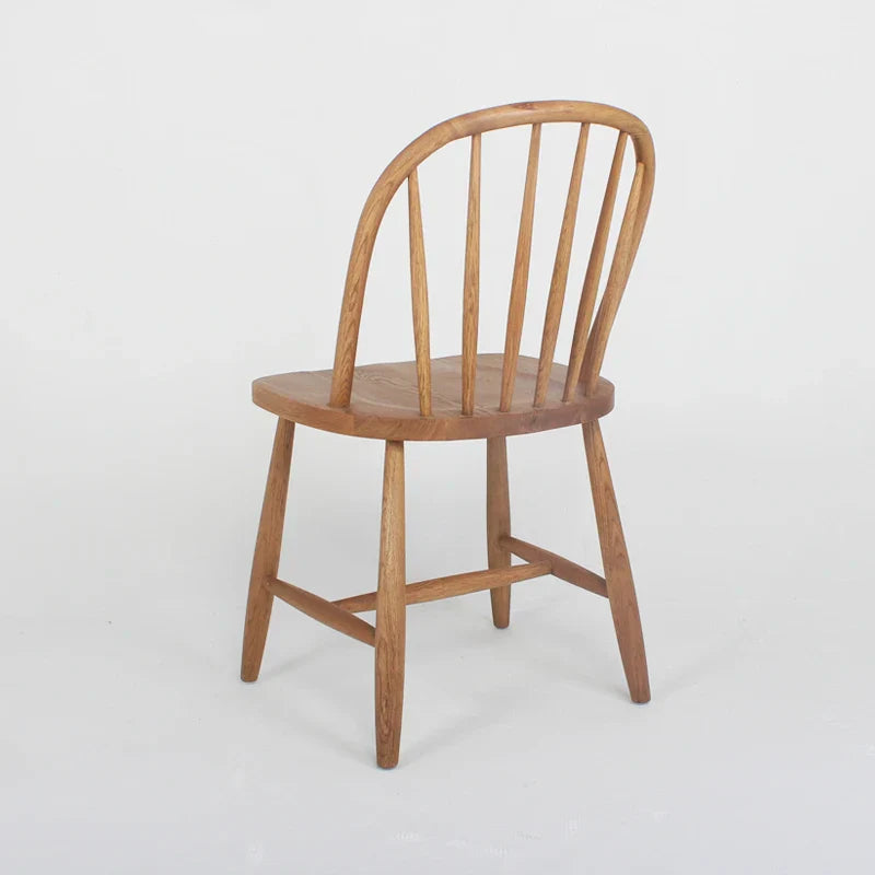 Solid Oak Armless Dining Side Chair - Scandinavian Modern Windsor Style