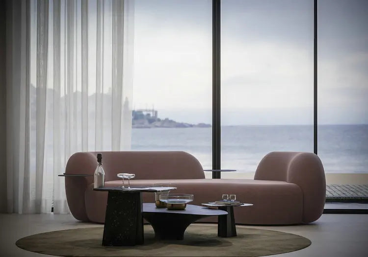 Elegant Nordic Curved Boucle Fabric Sofa: Luxurious Living Room Couch