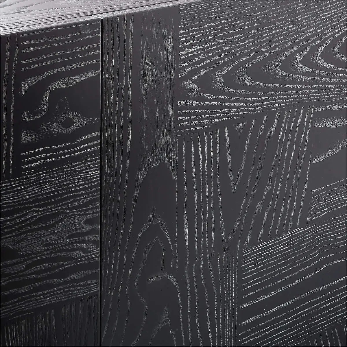 Modern Black Cerused Oak Wood Media Credenza Sideboard TV Console Cabinet