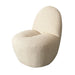 Elegant White Boucle Accent Chair with Carved Oak Frame for Living Room