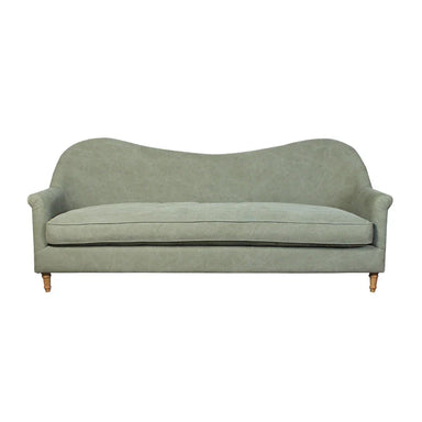 Elegant French Nordic Curved Back Sofa - Solid Oak Wood Frame, Linen Upholstery