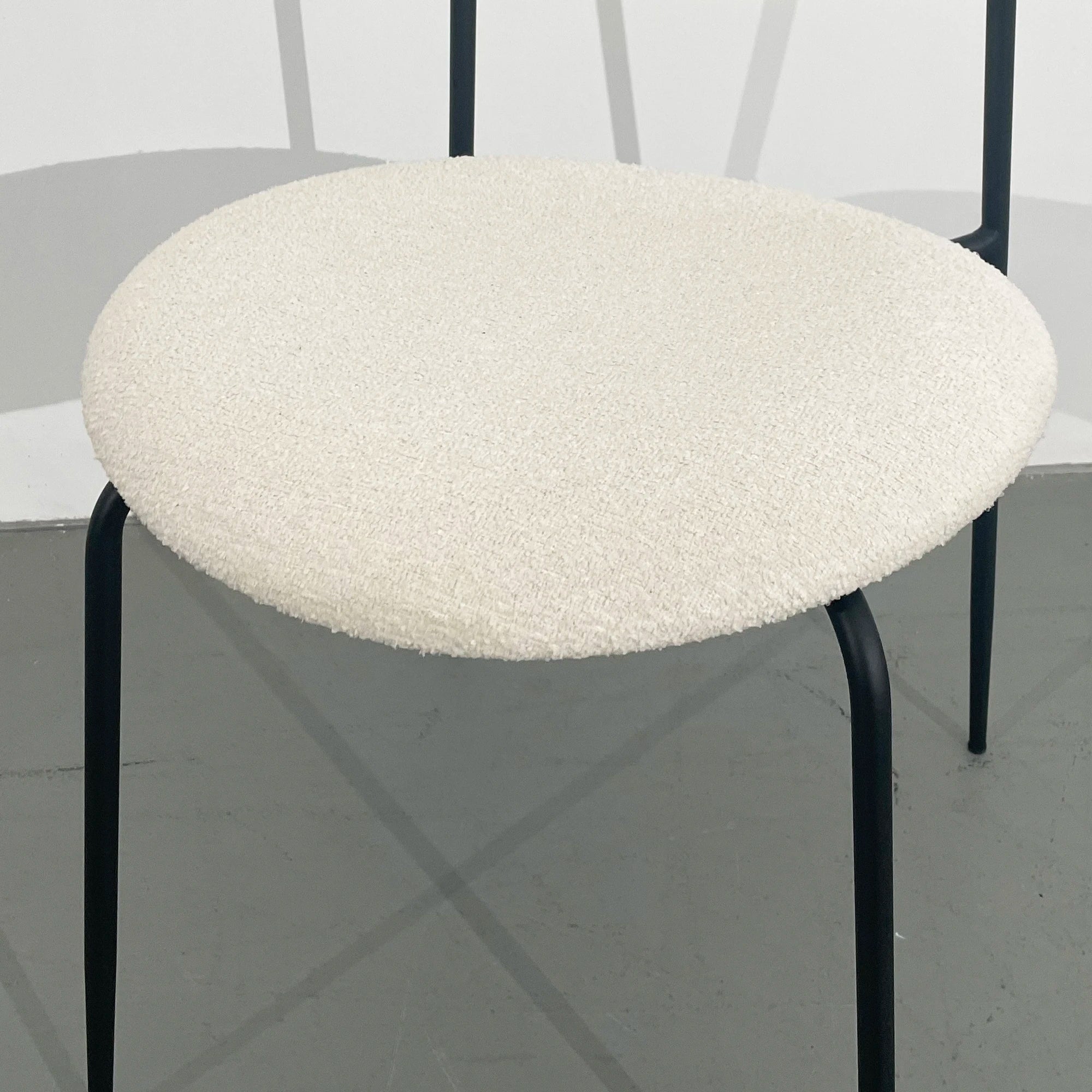 Elegant Ivory Boucle Nordic Style Iron Dining Chair with Modern Design