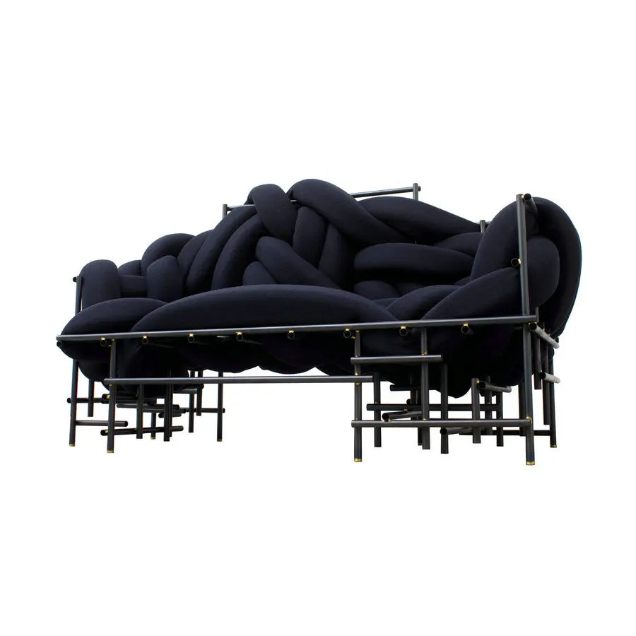 Modern Suede Woven Fabric 2-Seater Lounge Sofa for Commercial Spaces Furniture