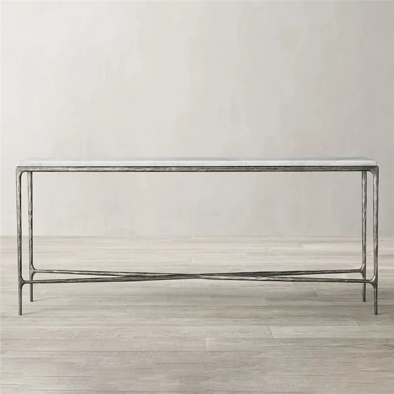 Customizable Modern Marble Top Side Table with Metal Legs for Home & Hotel
