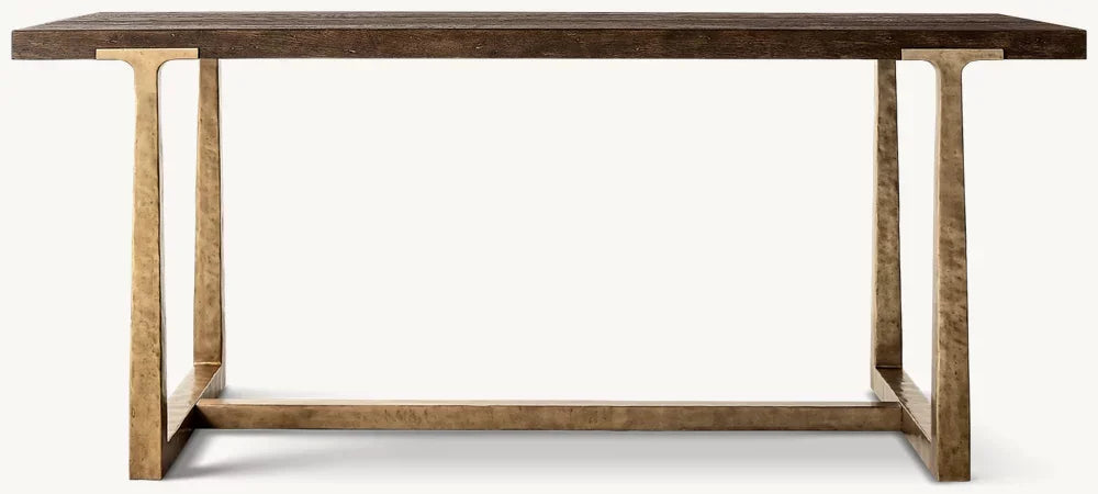 Luxury Modern Console Bar Table - Mixed Material Wood & Metal Design