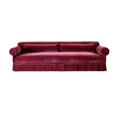 Elegant Purple Velvet Pleated Skirt Daybed Sofa with Tassels