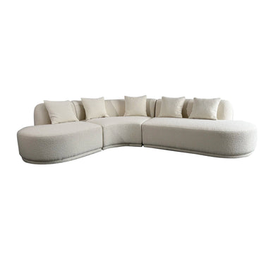 Luxurious White Boucle Upholstered L-Shape Sectional Sofa Chaise for Modern Living