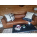 Modern 3-Seat Cognac Tan Leather Sofa Couch for Living Room Spaces