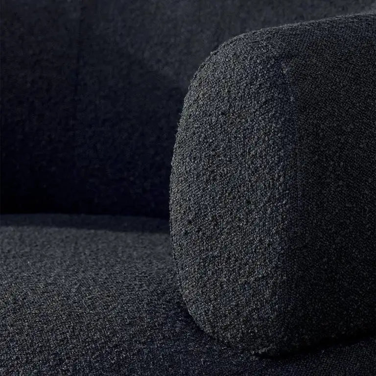 Modern Black Boucle Swivel Accent Chair: Stylish Velvet Oak Living Room Sofa