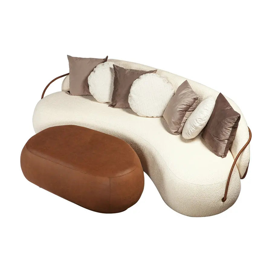 Elegant Modern Curved Velvet Sofa White Luxury Living Room Couch