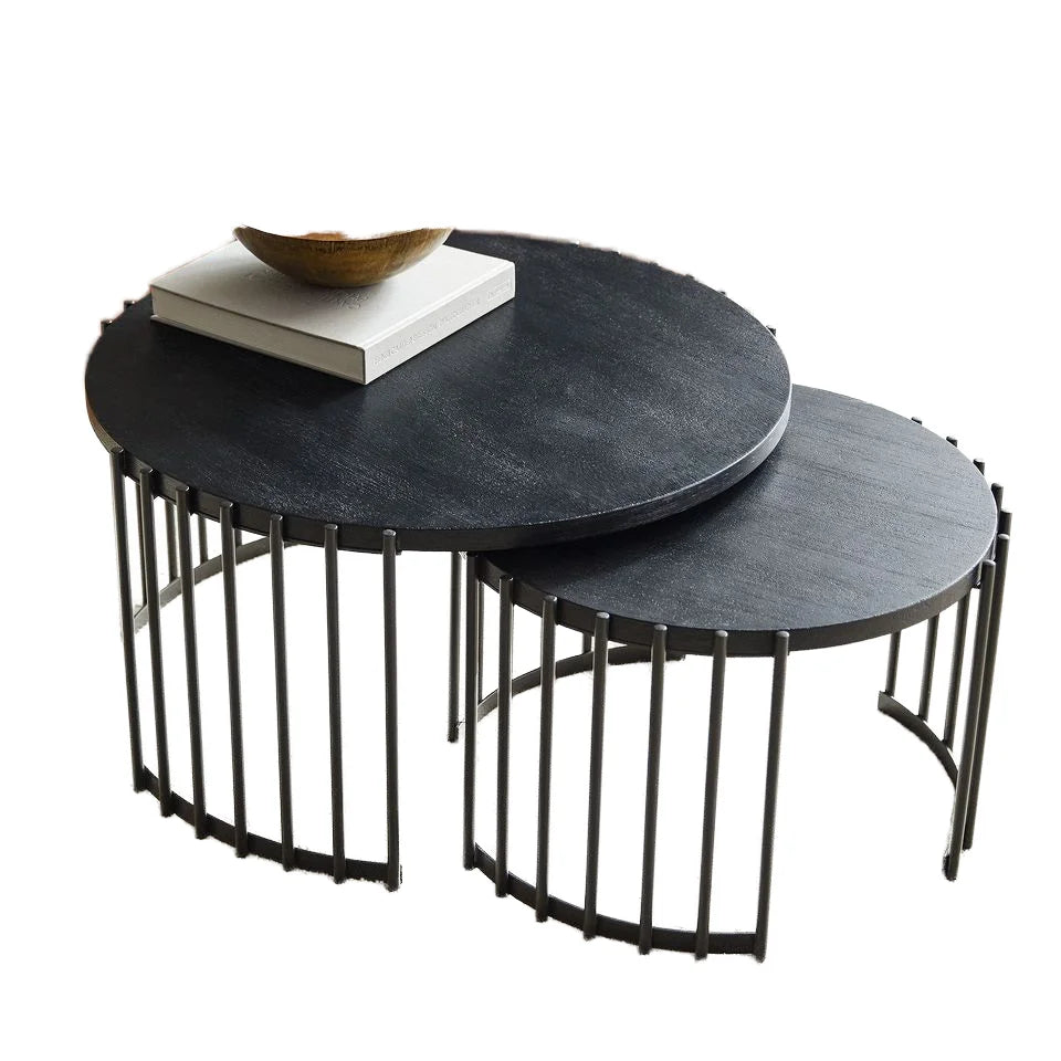 Elegant Natural Wood Nesting Coffee Table Set for Living Room Decor