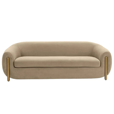 Luxurious Brown Velvet Sofa, Modern Upholstery Design, Comfortable Living Room Couch