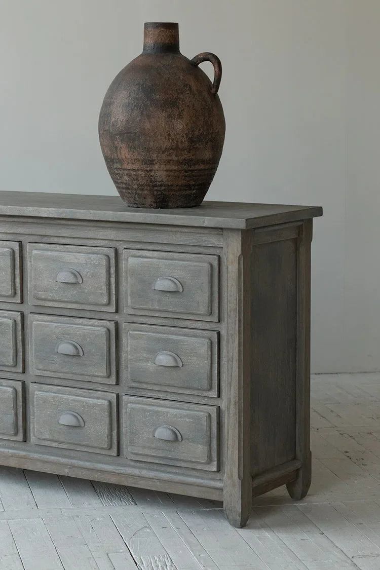 Scandinavian Rustic Recycled Pine Sideboard Cabinet with Multiple Drawers