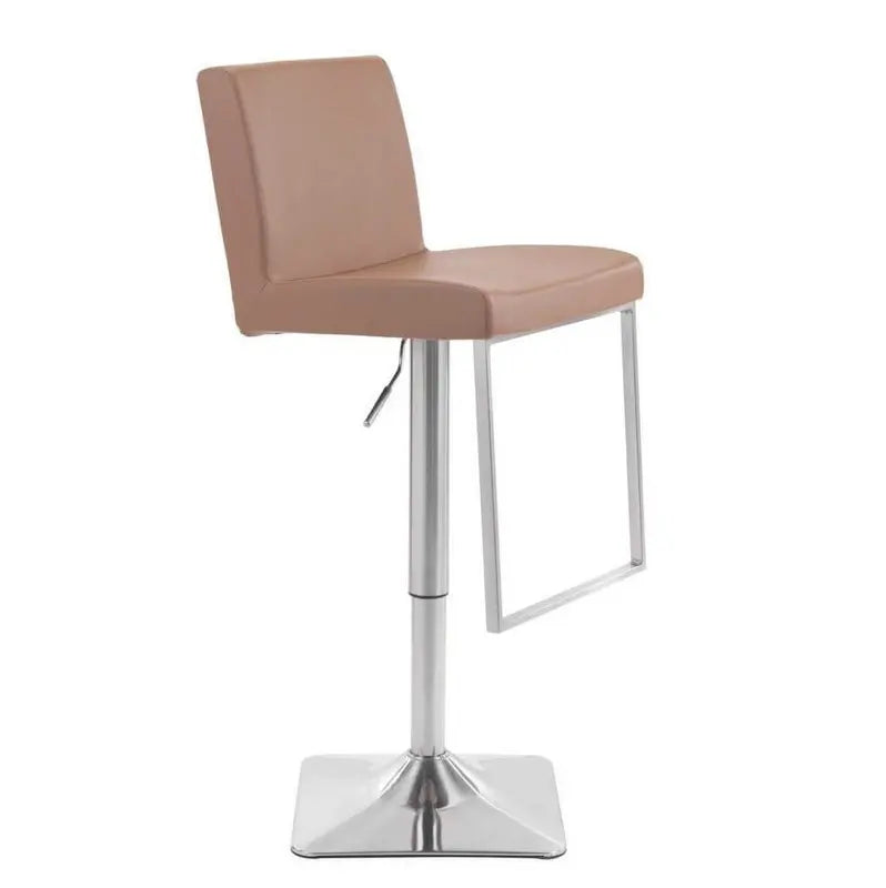 Elegant Stainless Steel Leather Adjustable Swivel Counter Height Kitchen Bar Stool