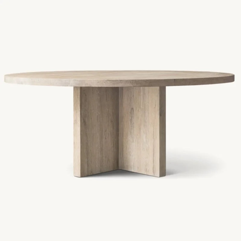 Elegant Solid Wood Round Dining Table for Home, Hotel, Villa - Customizable Sizes