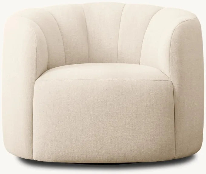 Luxurious Swivel Accent Chair Upholstered Fabric Round Armchair for Modern Homes
