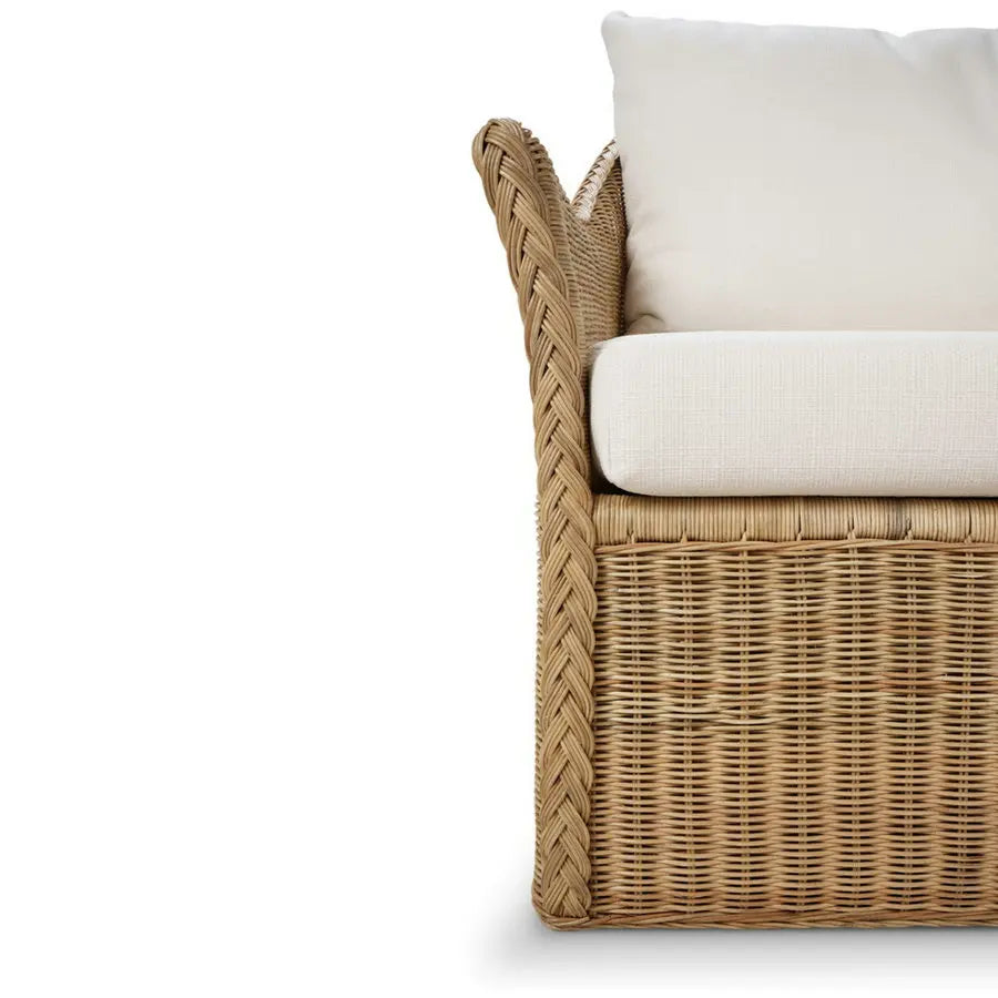 Coastal Rattan Outdoor Sofa Set with Cushions, Modern Wicker Garden Couch