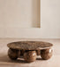 Vintage Earthy Brown Natural Marble Ball Base Round Coffee Table