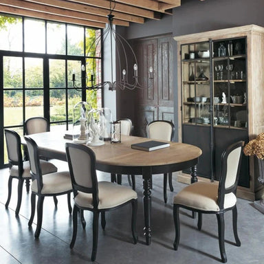 Elegant French Country Solid Oak Extendable Oval Dining Table - Farmhouse Design